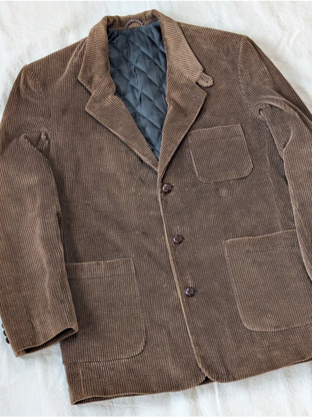 L.L Bean Vintage 90s Men's Brown Corduroy Quilt Lined Blazer Med Tall USA Made